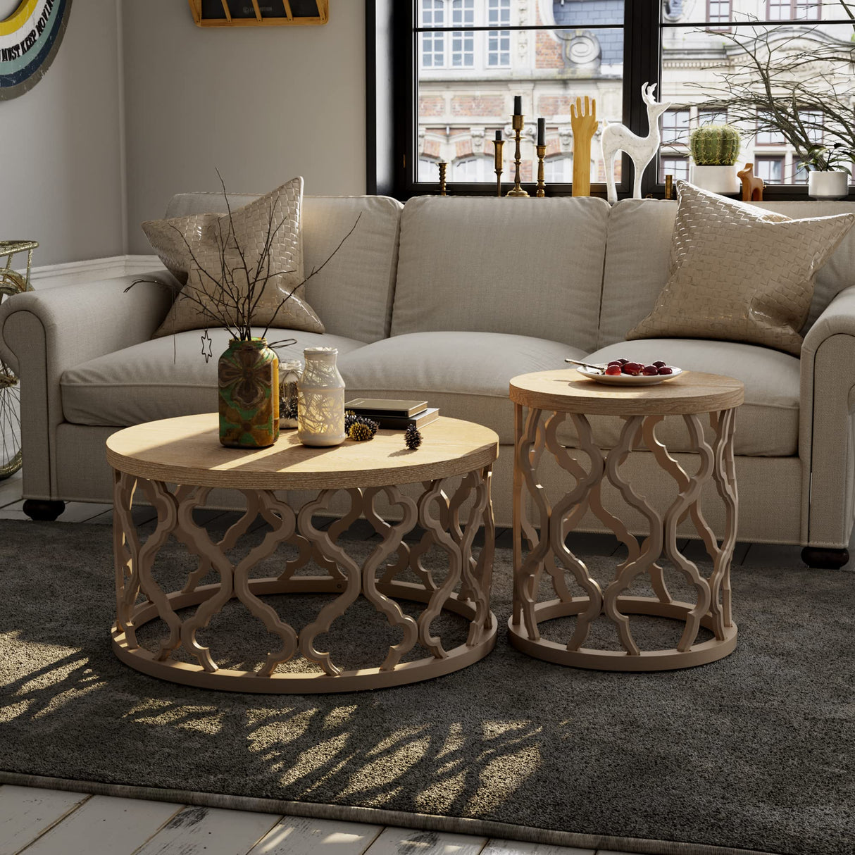 Farmhouse Coffee Table, Distressed Wood Top Table