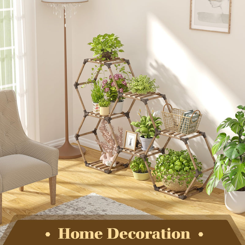 Plant Stand Indoor Outdoor Hexagonal Plant Stand for Multiple Plants