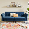 Velvet Convertible Futon Sofa Bed Memory Foam Futon Couch Sleeper Sofa Blue