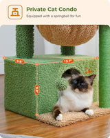 4-in-1 Cactus Cat Tree, 33 Inches Cat Tower for Indoor Cats