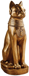 EU1012 Golden Bastet of Ancient Egypt Statue, Antique Gold