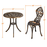 3-Piece Outdoor Bistro Set Leaf Design, Rust-Resistant Cast Aluminum Table