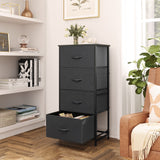 Dresser with 4 Drawers, Fabric Storage Tower, Organizer Unit for Bedroom