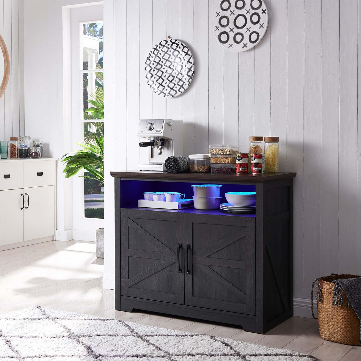 LED Farmhouse Sideboard Buffet Cabinet