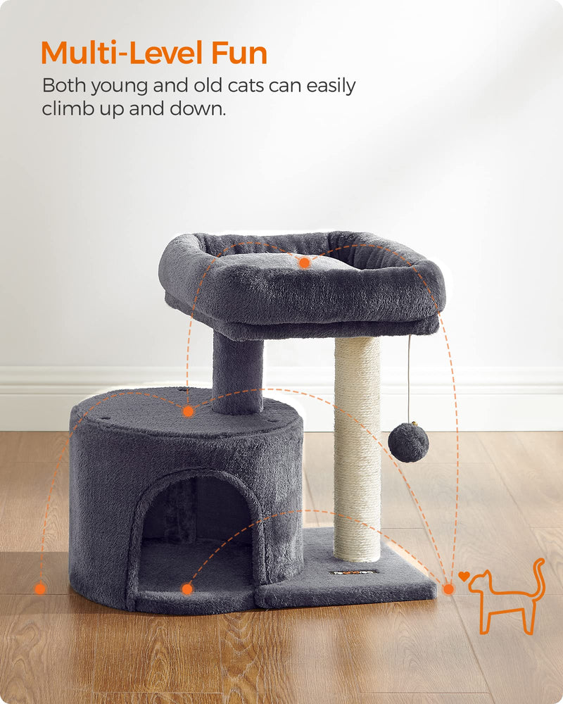 Cat Tree, Cat Tower with Sisal-Covered Scratching Post, Cat Condo with Padded Perch