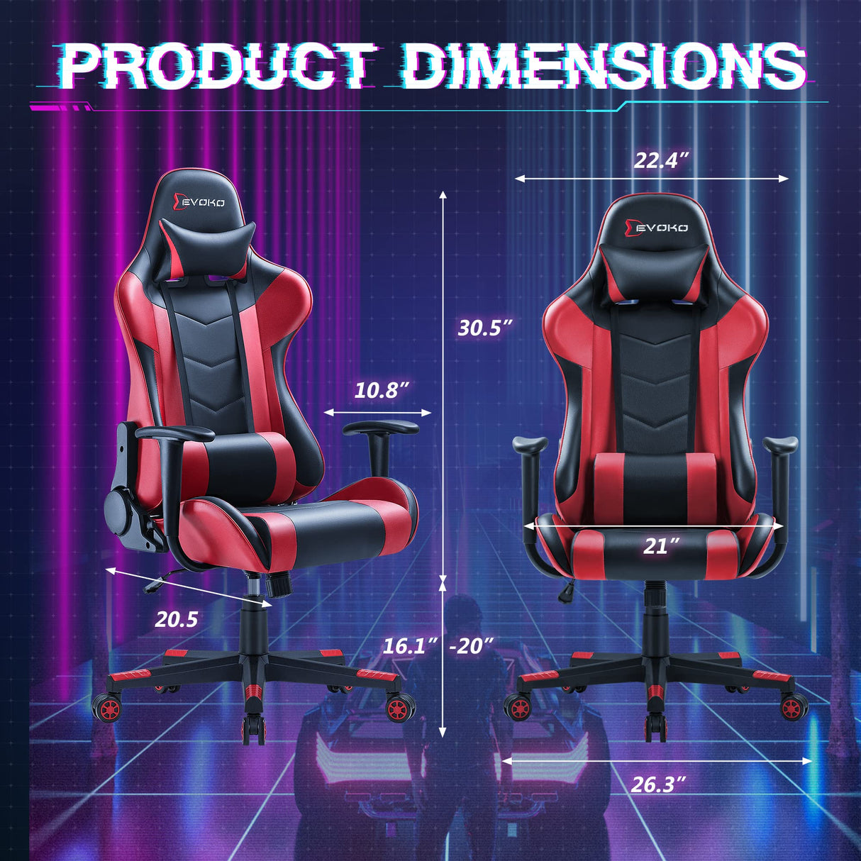 Ergonomic Gaming Chair Racing Style Adjustable Height High Back PC Computer Chair with Headrest and Lumbar Support