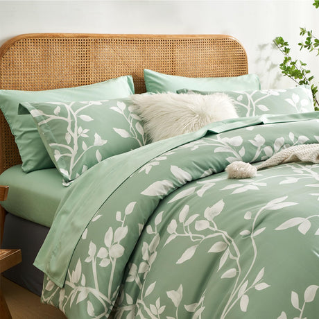 Sage Green Queen Comforter Set 7 Piece Bed in a Bag