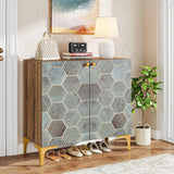 4 Doors Buffet Sideboard Shelf Industrial Storage