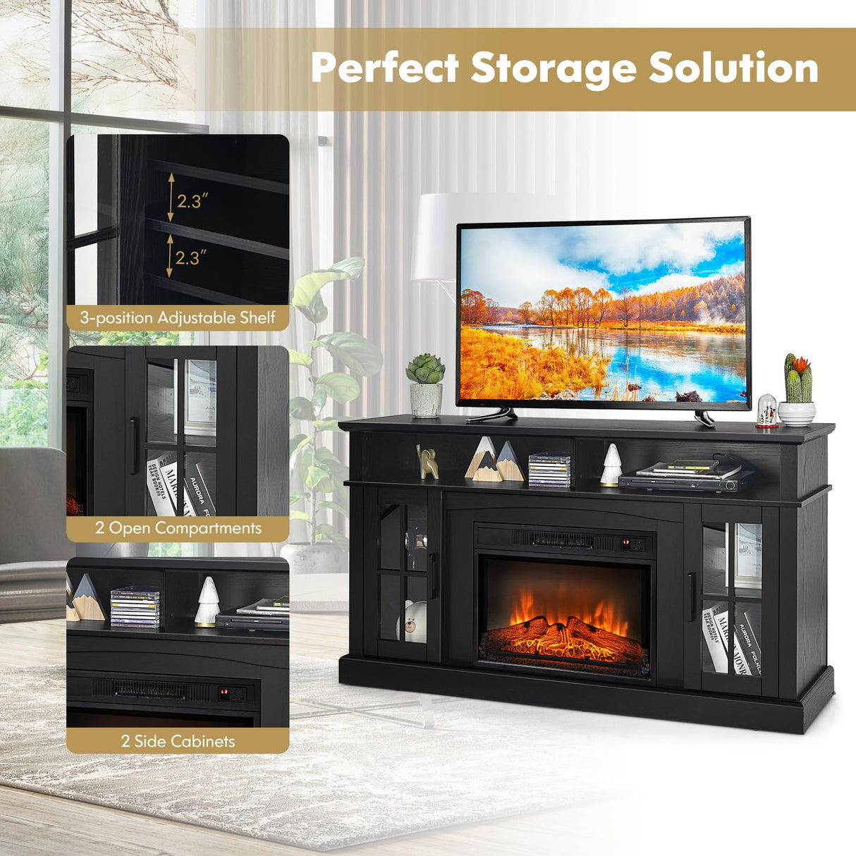 Electric Fireplace TV Stand for TVs Up to 65 Inches