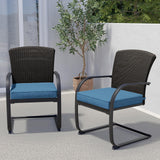 2-Piece Dining Wicker Chair Outdoor Conversation Set with Cushions