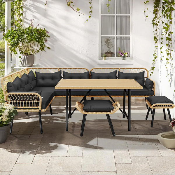 10-Piece Outdoor Patio Furniture Dining Set, All-Weather Rattan Conversation Set