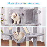 Cat Tree, 57" Cat Tower with Scratching Posts, Multi-Level with hammocks, Toys