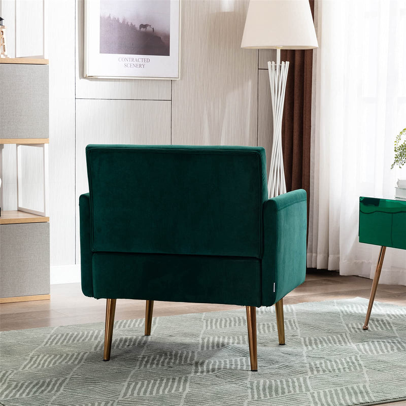 Modern Velvet Accent Chair, Living Room, Bedroom Leisure Single Sofa Chair (with Gold Metal feet)