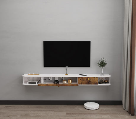 Floating TV Unit, 71'' Wall Mounted TV Cabinet, Floating Shelves