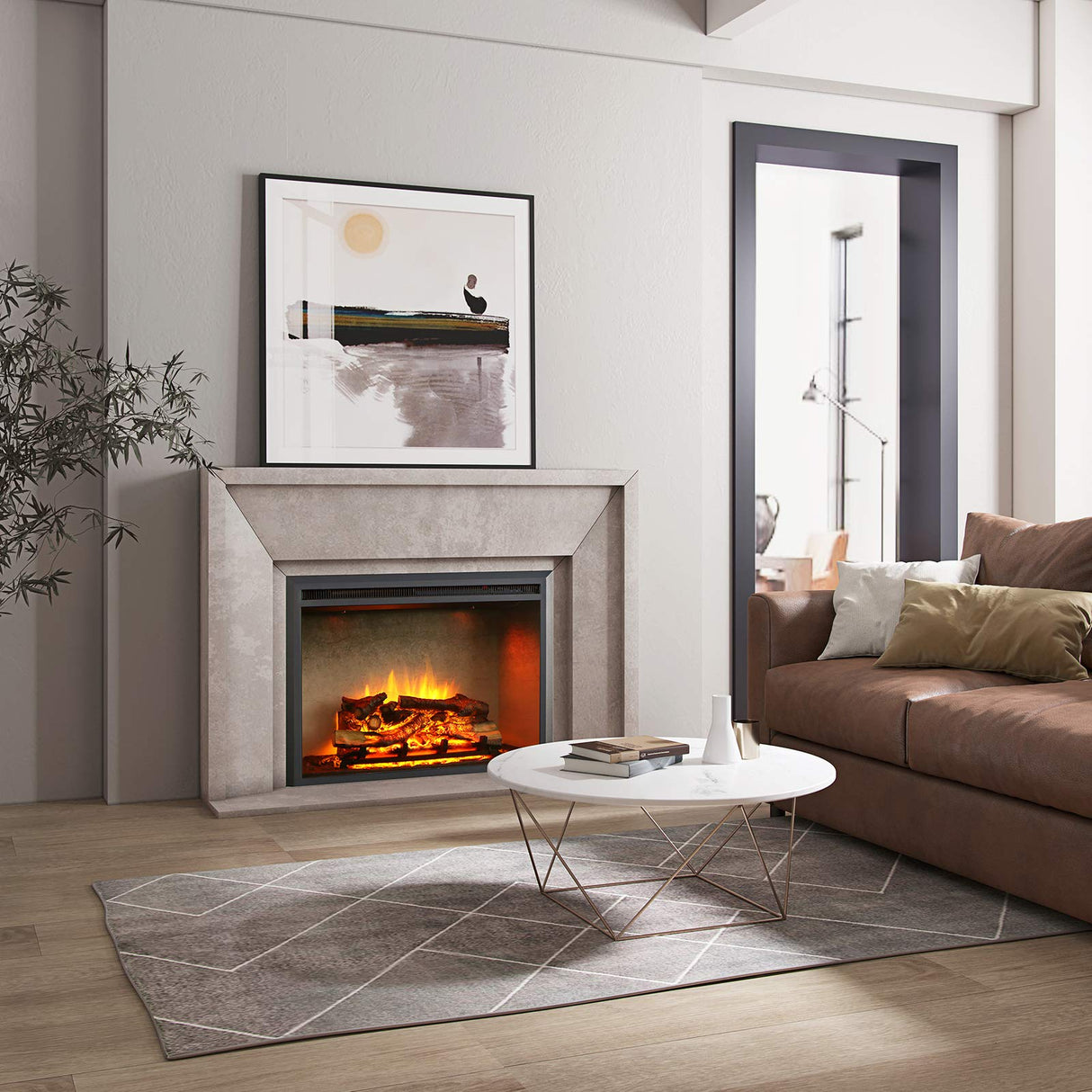 Edward Electric Fireplace Insert with Fire Crackling S