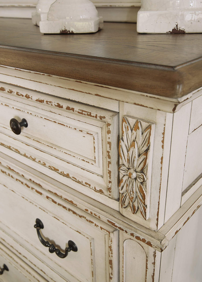 Realyn French Country 7 Drawer Two Tone Dresser, Chipped White