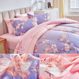 Pink and Light Purple Queen Comforter Set with Sheets, Bed in a Bag 7-Pieces