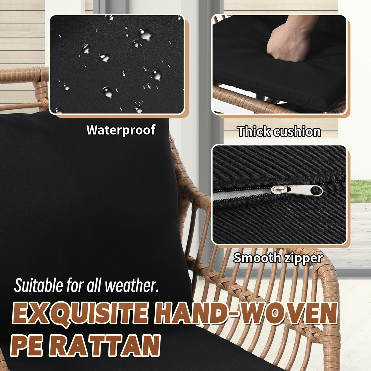 Outdoor Wicker Chairs and Table Bistro Conversation Furniture Set