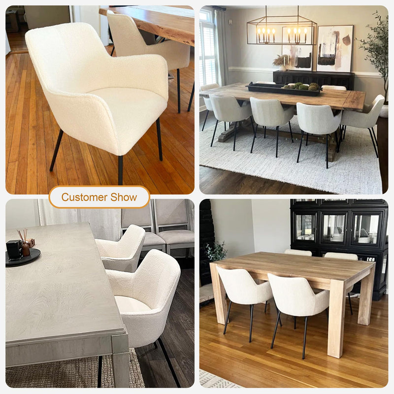 Classic Fabric Dining Chairs Set of 2, Kitchen & Dining Room Beige Chair with Arms