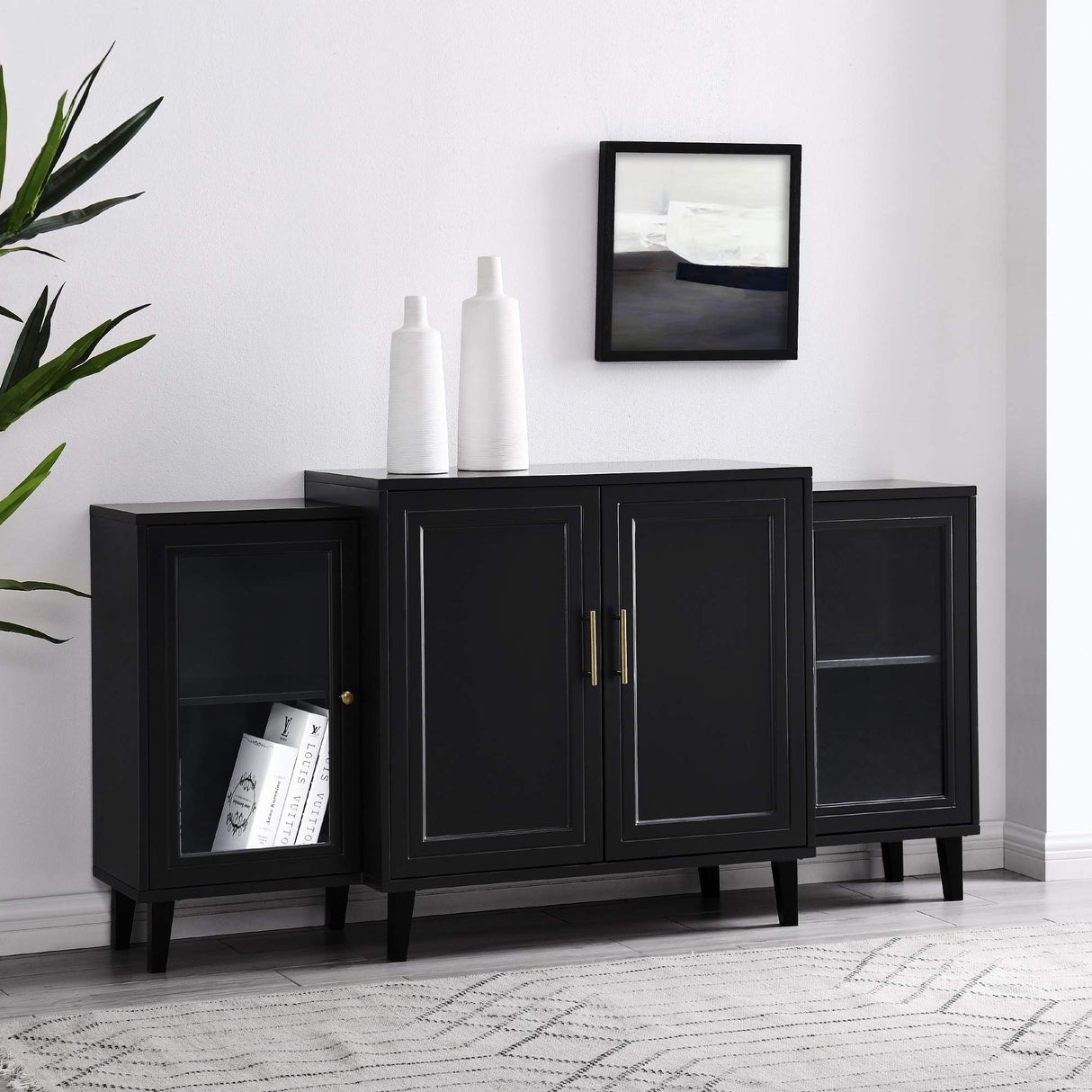 4-Door Tiered Modern-Sideboard-Buffet Stand for Storage