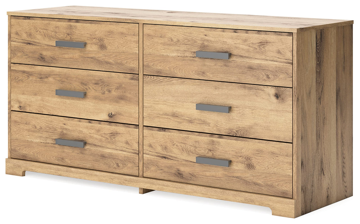 Larstin Rustic 6 Smooth-Gliding Drawer Dresser, Brown