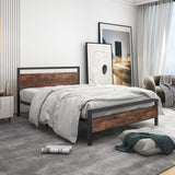 Full Size Bed Frame with Wood Headboard and Footboard/Heavy Duty Platform Bed Frame