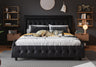 Full Size Box-Tufted Platform Bed Frame/Faux Leather Upholstered Bed