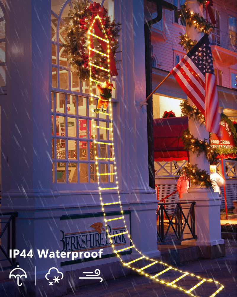 LED Christmas Lights - 10ft Christmas Decorative Ladder Lights with Santa Claus