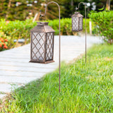 2Pack Solar Metal Hanging Lantern Flickering Candle with Shepherd Hook