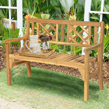 Patio Wooden Bench, 4 Ft Foldable Bench, Two Person Loveseat Chair