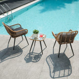 3 Piece Patio Bistro Set, Outdoor Wicker Conversation Chair