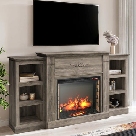 Electric Faux Fireplace TV Stand Mantel Heater