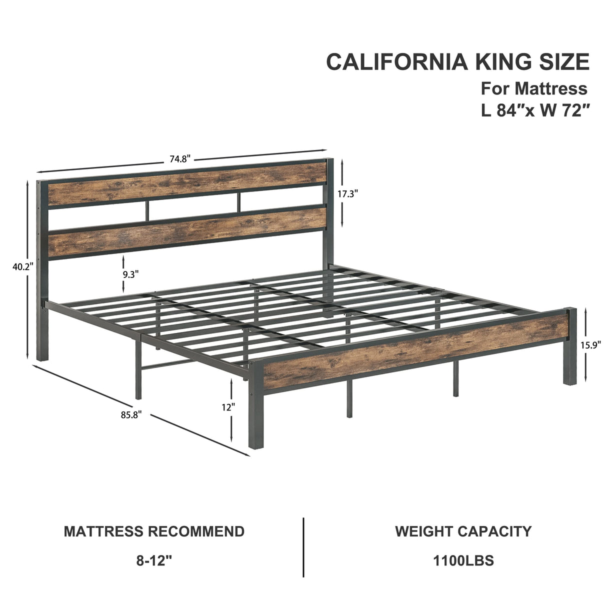 California King Bed Frames: Easy Assembly, Noise-Free, No Box Spring Needed, Heavy Strong Metal Support Frames