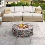 Round Stone Look Propane Gas Fire Pit Fire Table with ETL Certification