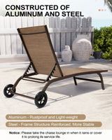 Aluminum Lounge Chairs with Wheels Adjustable Recliner Five-Position