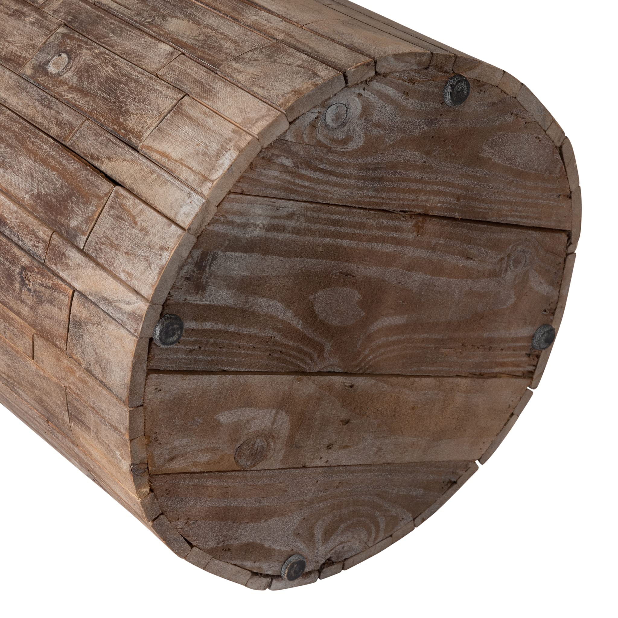 62420 Elyse Round Rustic Garden Stool Wood Outdoor Seating & End Table