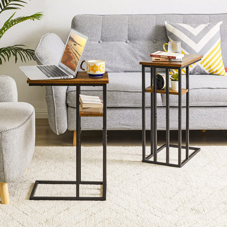 C Shaped End Table,Side Table for Sofa and Bed,Set of 2