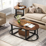 , Grand 47" Mid-Century 3 in1 Multi-Functional Detachable Oval Coffee Table