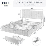 Upholstered Full Size Platform Bed Frame with 4 Storage Drawers and Headboard