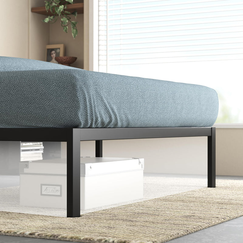 Paul Metal and Bamboo Platform Bed Frame, Wood Slat Support, No Box Spring Needed