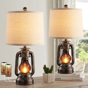 Farmhouse Lantern Table Lamps for Living Room Set of 2
