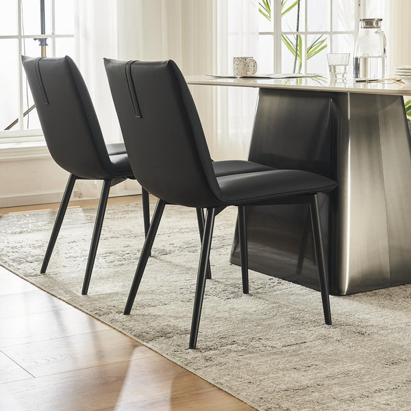 Dining Chairs Set of 2,Faux Leather Upholstered Chairs with Metal Feet