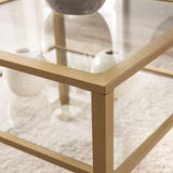 Jaymes Metal & Glass 2-Tier Bunching, Square Coffee Table