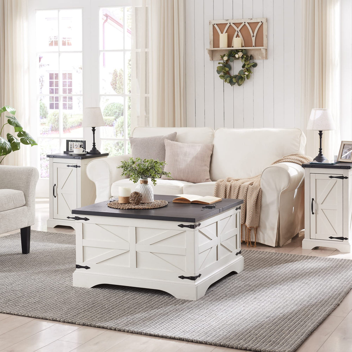 Nightstand with Charging Station, Rectangular Farmhouse