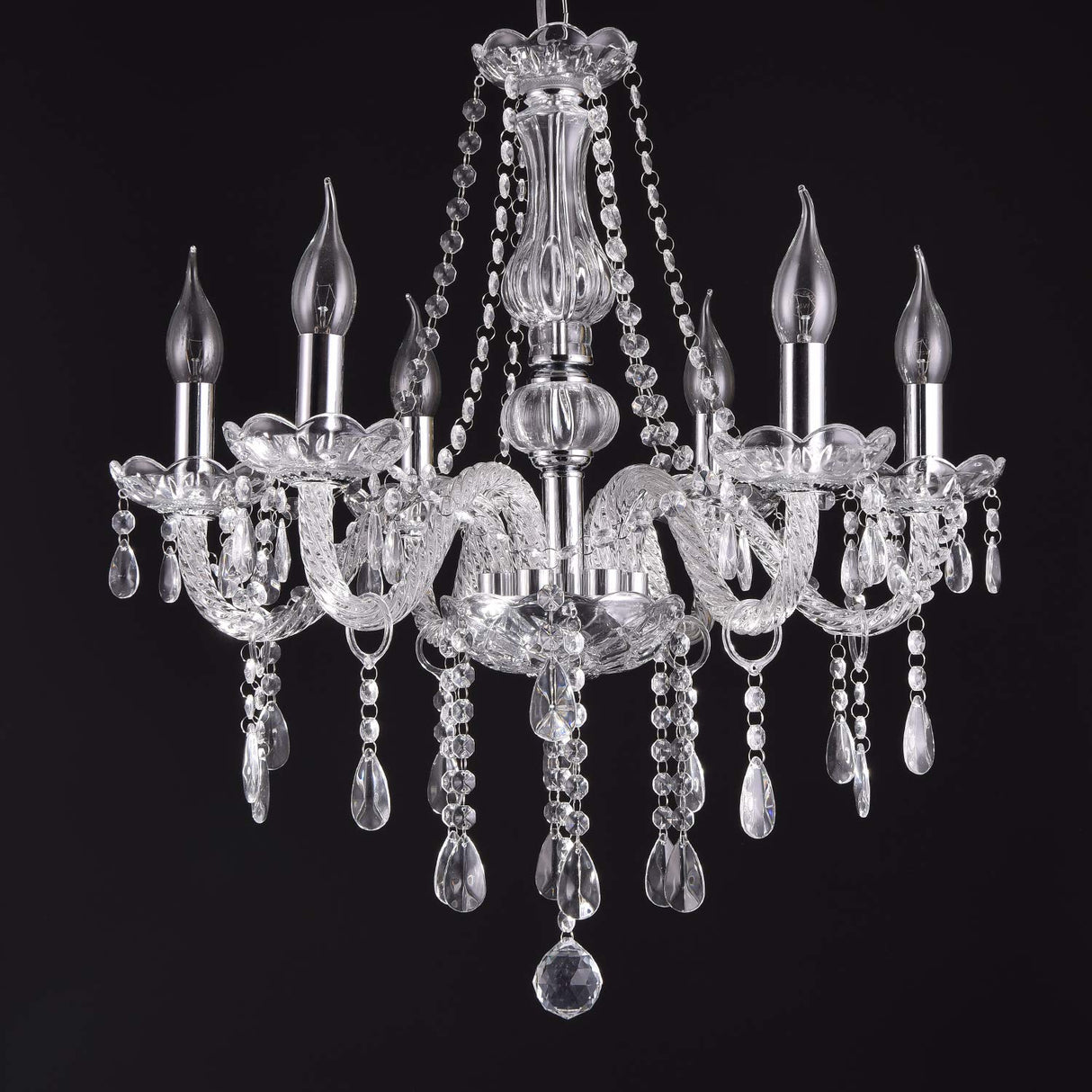 Modern Elegant 6 Lights K9 Crystal Glass Chandelier Pendant Ceiling