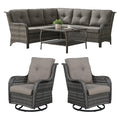 Wicker Patio Furniture Set - 7 Seater Rattan Outdoor Sectional Conversation Sets