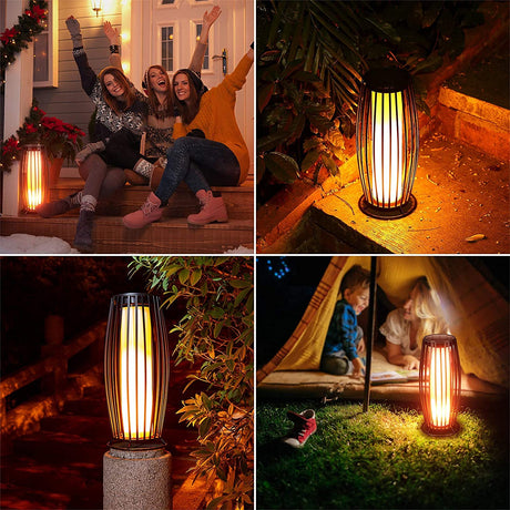 Outdoor Lantern Indoor&Outdoor Floor Lamp Solar Flickering Flame Lantern