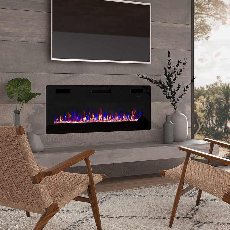 50 inch Ultra-Thin Silence Linear Electric Fireplace, Recessed Wall Mounted Fireplace