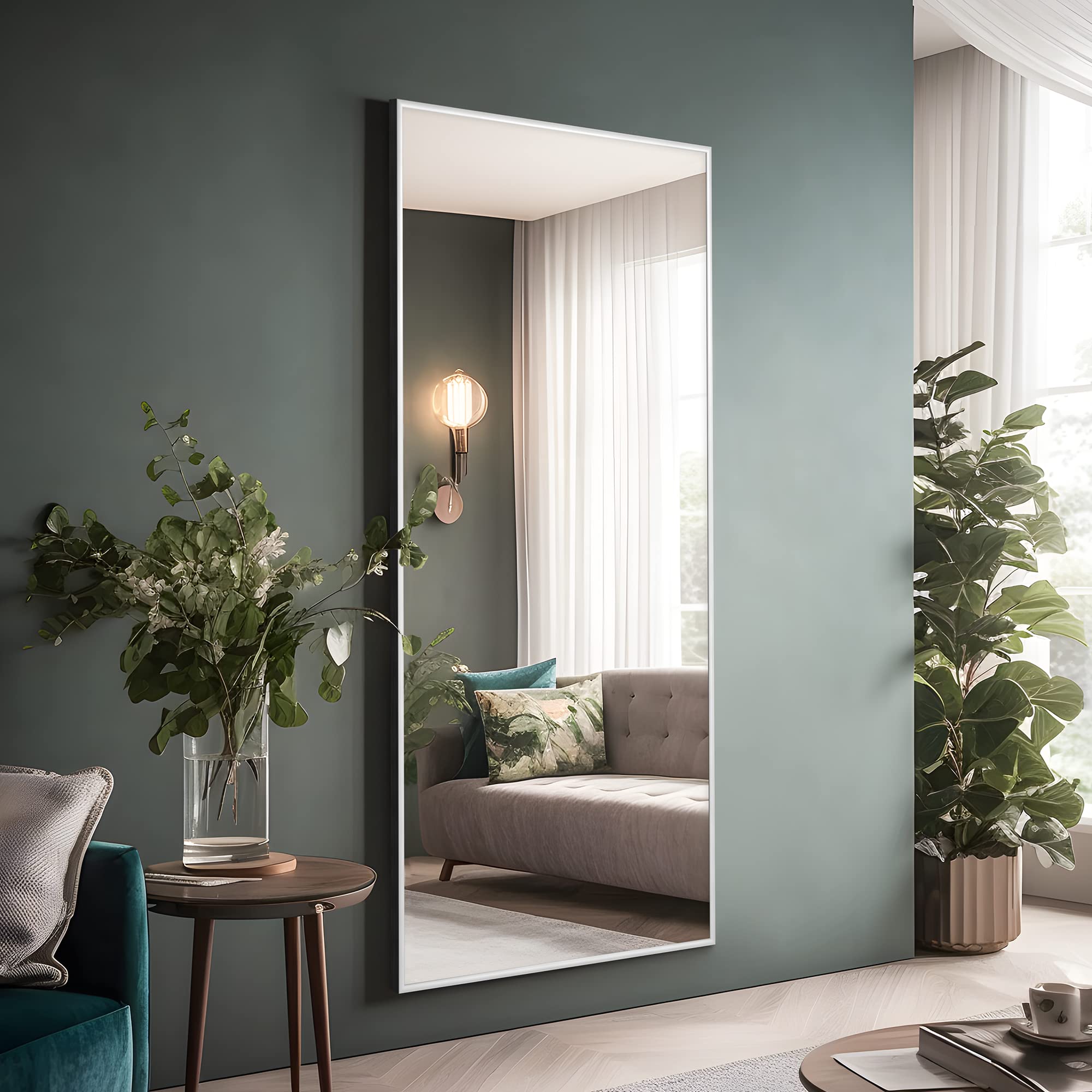 Full Length Mirror Standing Hanging or Leaning Against Wall, Large Rectangle Bedroom Mirror