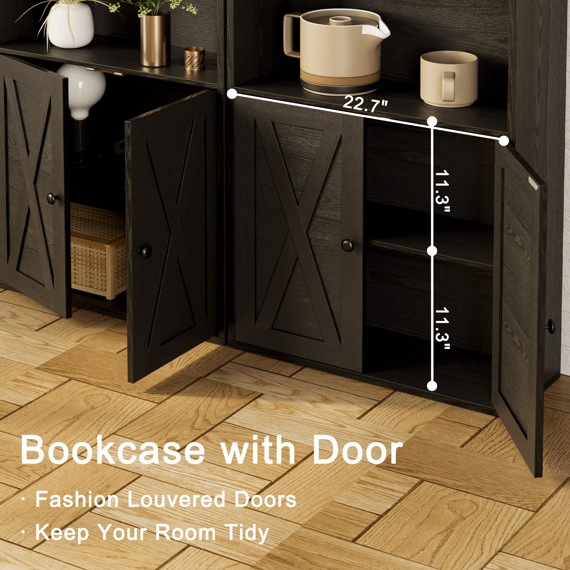 Industrial Bookshelves and Bookcases with Doors Floor